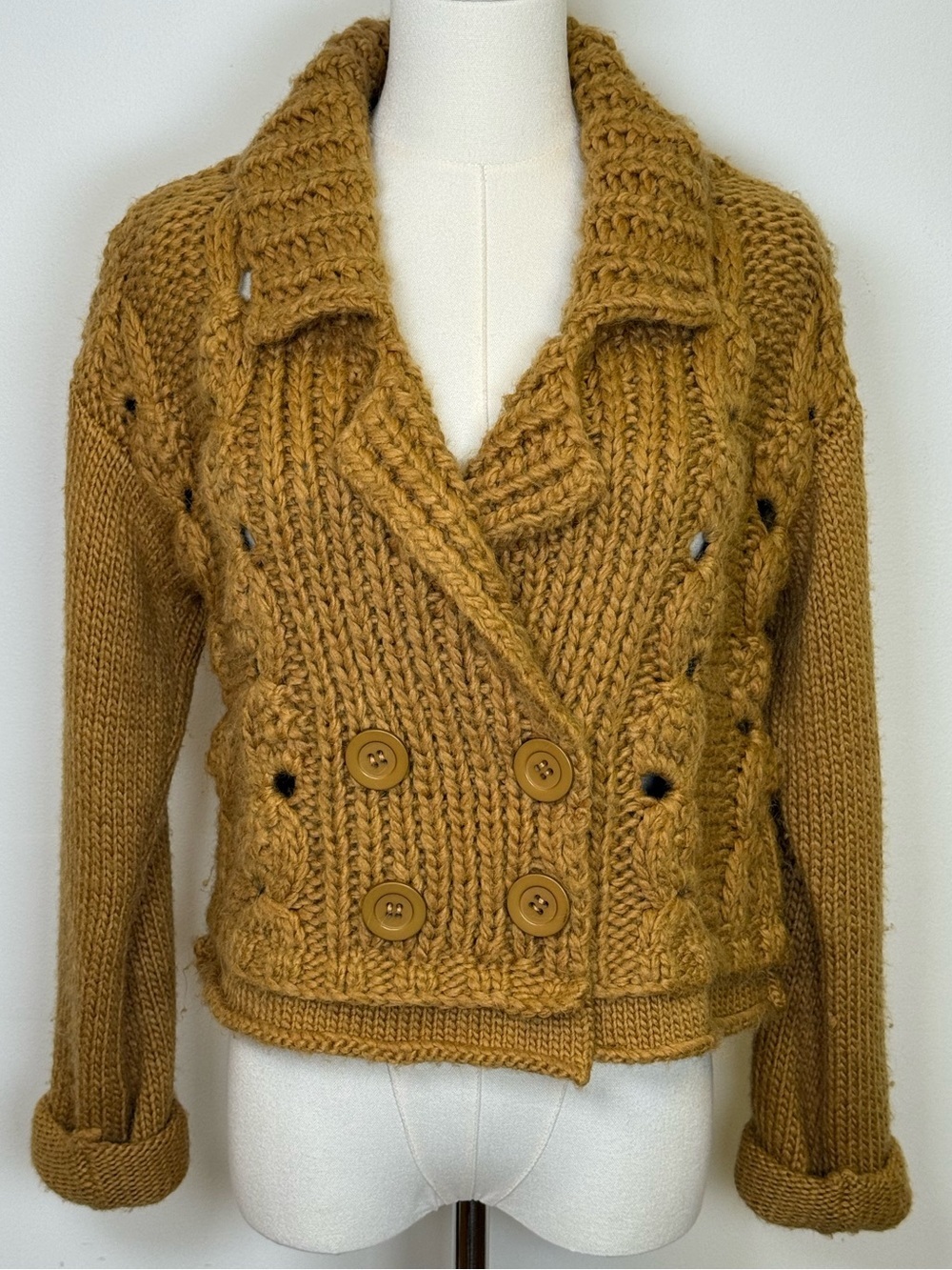 Nanette Lepore Chunky Soft Alpaca Wool Blend Cropped Cardigan Women’s Size XS
